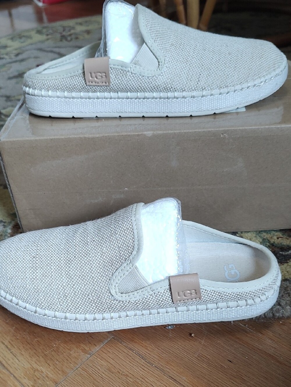 UGG Cream Slip-On Canvas Loafers